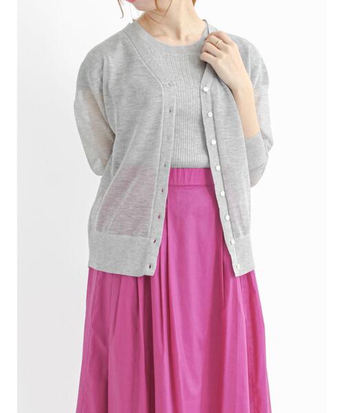 Te chichi（テチチ）の「LEVITA Vネックカーディガン（カーディガン/ボレロ・レディース・ネイビー/グリーン/ベージュ/グレー・ﾌﾘ-）」の9枚目の写真