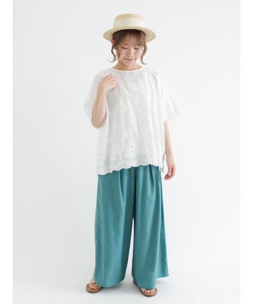 Samansa Mos2（サマンサ モスモス）の「立体花刺繍ブラウス（シャツ/ブラウス・レディース・ブラック/オフホワイト/グリーン/キナリ・ﾌﾘ-）」の17枚目の写真