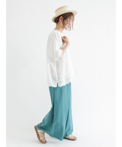 Samansa Mos2（サマンサ モスモス）の「立体花刺繍ブラウス（シャツ/ブラウス・レディース・ブラック/オフホワイト/グリーン/キナリ・ﾌﾘ-）」の13枚目の写真