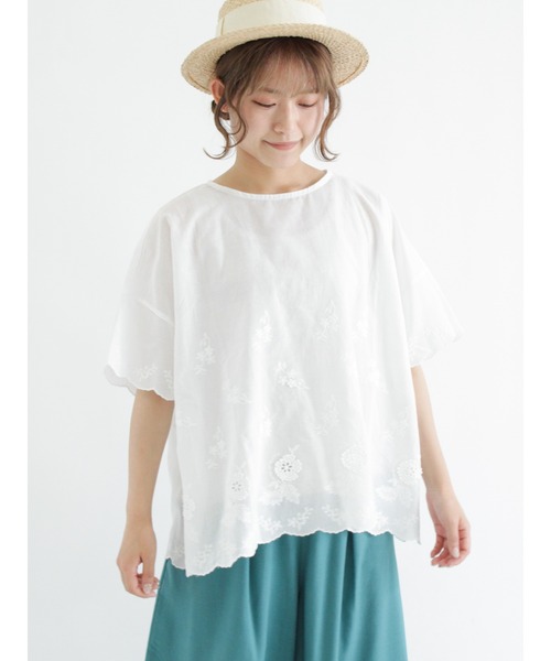 Samansa Mos2（サマンサ モスモス）の「立体花刺繍ブラウス（シャツ/ブラウス・レディース・ブラック/オフホワイト/グリーン/キナリ・ﾌﾘ-）」の10枚目の写真