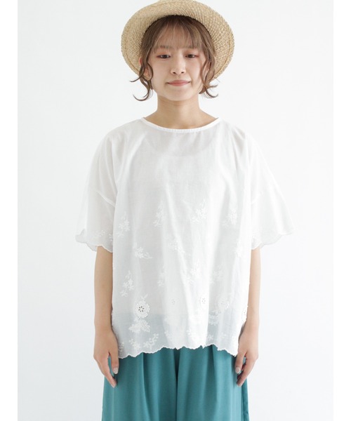 Samansa Mos2（サマンサ モスモス）の「立体花刺繍ブラウス（シャツ/ブラウス・レディース・ブラック/オフホワイト/グリーン/キナリ・ﾌﾘ-）」の21枚目の写真