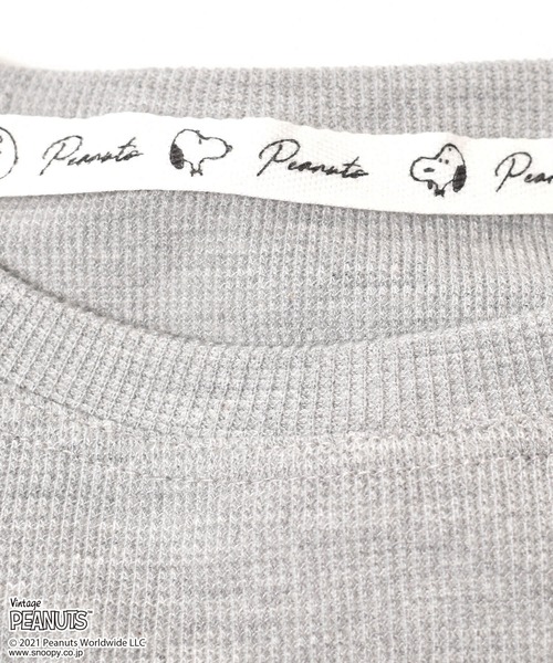 POPPINS(ポピンズ)の「【PEANUTS(ピーナッツ)】スヌーピー/バックプリントワッフルTシャツ B(POPPINS)(Tシャツ/カットソー・レディース・グレー/ホワイト・FREE)」の6枚目の写真