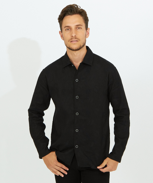 5351 POUR LES HOMMES(ゴーサンゴーイチプールオム)の「クールメッシュジャガードシャツブルゾン(シャツ/ブラウス・メンズ・ブルー/ブラック/イエロー・48/46/44/50)」の2枚目の写真