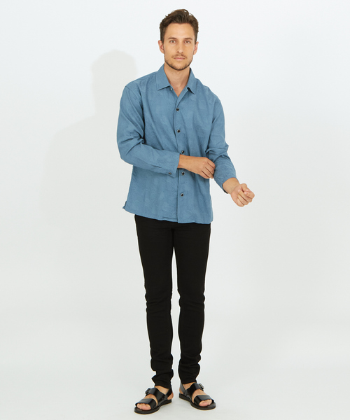 5351 POUR LES HOMMES(ゴーサンゴーイチプールオム)の「クールメッシュジャガードシャツブルゾン(シャツ/ブラウス・メンズ・ブルー/ブラック/イエロー・48/46/44/50)」の4枚目の写真