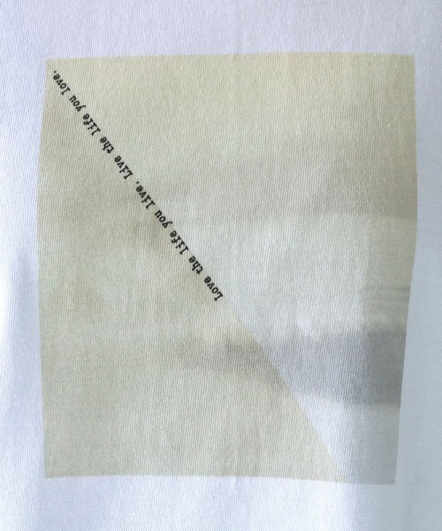 HER CLOSET（ハークローゼット）の「【shemoshelly】WEB限定 5.6オンスパネルニュアンス長袖プリントロンT（Tシャツ/カットソー・レディース・ホワイト/ホワイト×グリーン/ホワイト×イエロー・S/M/L）」の9枚目の写真