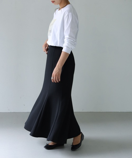 HER CLOSET（ハークローゼット）の「【shemoshelly】WEB限定 5.6オンスパネルニュアンス長袖プリントロンT（Tシャツ/カットソー・レディース・ホワイト/ホワイト×グリーン/ホワイト×イエロー・S/M/L）」の15枚目の写真