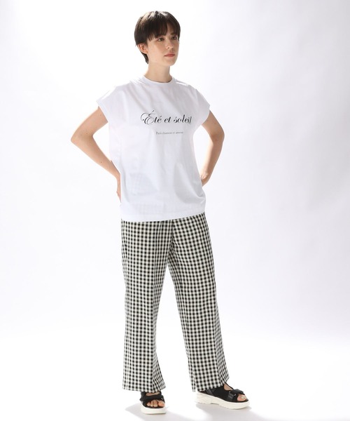 niko and...（ニコアンド）の「ロゴフレンチTシャツ（Tシャツ/カットソー・レディース・ホワイト/モカ/オフホワイト/ブルー・LARGE/MEDIUM）」の10枚目の写真