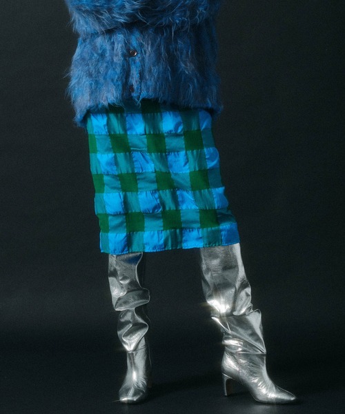 MAISON SPECIAL（メゾンスペシャル）の「ギンガムシャーリングスカート【MAISON SPECIAL/メゾンスペシャル】（スカート・レディース・オレンジ/ブルー・FREE）」の7枚目の写真