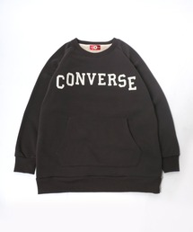 CONVERSE(コンバース) ワンポイントロゴ チュニック丈スウェットトップス(裏地ボアフリース)/長袖 無地 プルオーバートレーナー/レディース