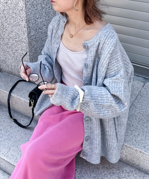 feepur（フェピュール）の「【ハンドウォッシャブル】2wayリブニットカーディガン（カーディガン/ボレロ・レディース・ブラック/ピンク/グリーン/グレー/オフホワイト/ブルー/ワインレッド/グリーン系その他・MEDIUM）」の3枚目の写真