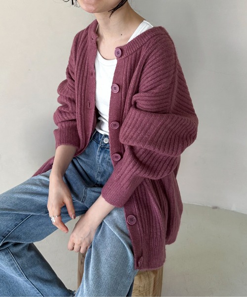 feepur（フェピュール）の「【ハンドウォッシャブル】2wayリブニットカーディガン（カーディガン/ボレロ・レディース・ブラック/ピンク/グリーン/グレー/オフホワイト/ブルー/ワインレッド/グリーン系その他・MEDIUM）」の8枚目の写真