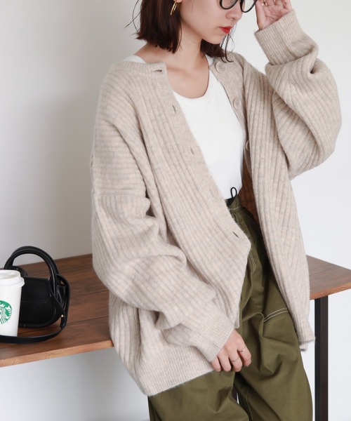 feepur（フェピュール）の「【ハンドウォッシャブル】2wayリブニットカーディガン（カーディガン/ボレロ・レディース・ブラック/ピンク/グリーン/グレー/オフホワイト/ブルー/ワインレッド/グリーン系その他・MEDIUM）」の16枚目の写真