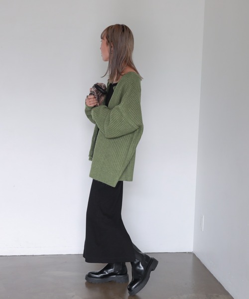 feepur（フェピュール）の「【ハンドウォッシャブル】2wayリブニットカーディガン（カーディガン/ボレロ・レディース・ブラック/ピンク/グリーン/グレー/オフホワイト/ブルー/ワインレッド/グリーン系その他・MEDIUM）」の21枚目の写真