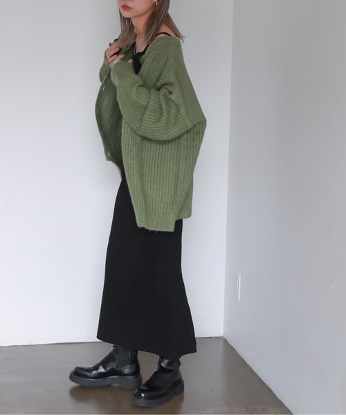 feepur（フェピュール）の「【ハンドウォッシャブル】2wayリブニットカーディガン（カーディガン/ボレロ・レディース・ブラック/ピンク/グリーン/グレー/オフホワイト/ブルー/ワインレッド/グリーン系その他・MEDIUM）」の22枚目の写真