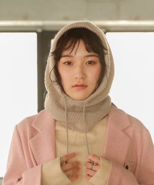 Bab（バブ）の「バラクラバニットフードウォーマー（ニットキャップ/ビーニー・レディース・ベージュ/ブラウン/アイボリー・ONESIZE）」の3枚目の写真