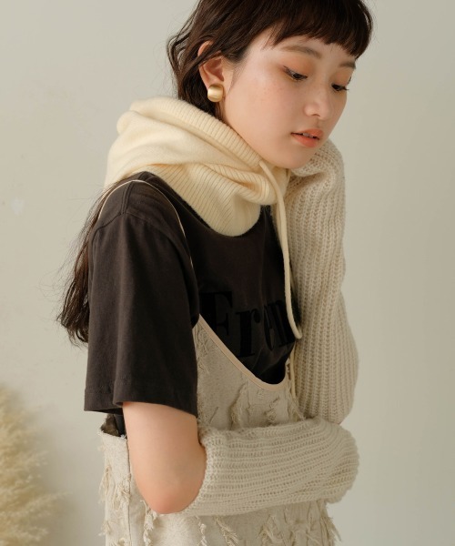 Bab（バブ）の「バラクラバニットフードウォーマー（ニットキャップ/ビーニー・レディース・ベージュ/ブラウン/アイボリー・ONESIZE）」の13枚目の写真