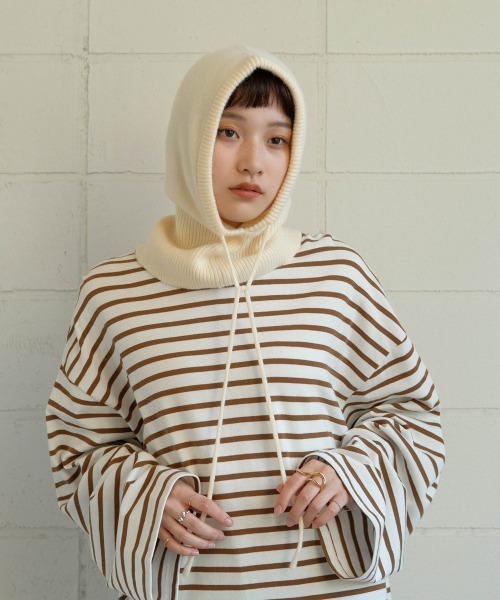 Bab（バブ）の「バラクラバニットフードウォーマー（ニットキャップ/ビーニー・レディース・ベージュ/ブラウン/アイボリー・ONESIZE）」の9枚目の写真