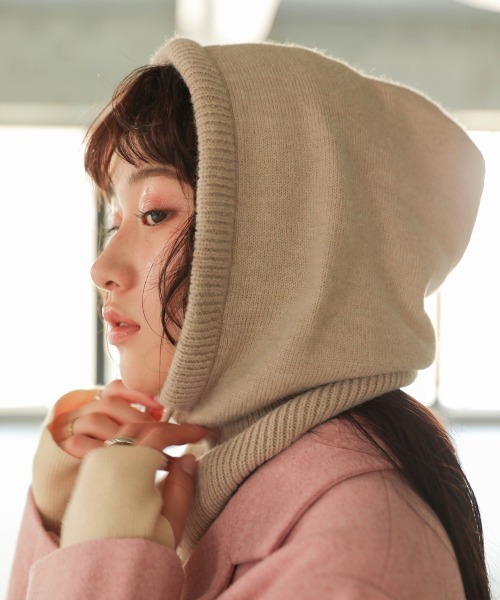 Bab（バブ）の「バラクラバニットフードウォーマー（ニットキャップ/ビーニー・レディース・ベージュ/ブラウン/アイボリー・ONESIZE）」の14枚目の写真