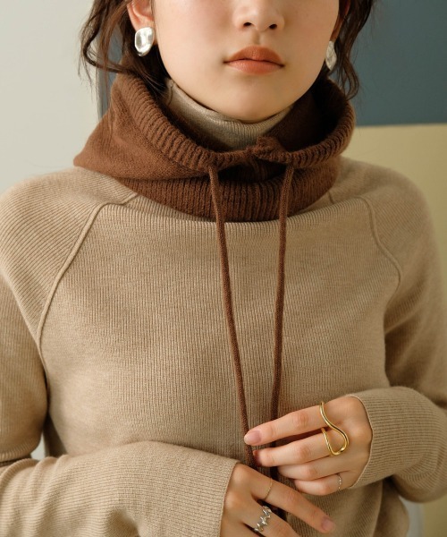 Bab（バブ）の「バラクラバニットフードウォーマー（ニットキャップ/ビーニー・レディース・ベージュ/ブラウン/アイボリー・ONESIZE）」の21枚目の写真