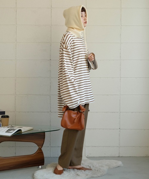 Bab（バブ）の「バラクラバニットフードウォーマー（ニットキャップ/ビーニー・レディース・ベージュ/ブラウン/アイボリー・ONESIZE）」の6枚目の写真