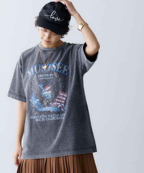 GEVS.(ジェイヴィス)の「<大きいサイズ> 綿100%ヴィンテージ風グラフィックプリントTシャツ GEVS.(Tシャツ/カットソー・レディース・モカ/チャコール・LL/3L/L/5L/4L)」の17枚目の写真