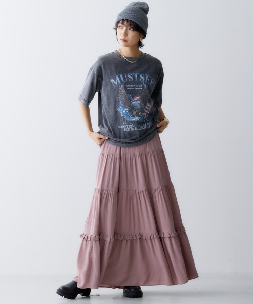 GEVS.(ジェイヴィス)の「<大きいサイズ> 綿100%ヴィンテージ風グラフィックプリントTシャツ GEVS.(Tシャツ/カットソー・レディース・モカ/チャコール・LL/3L/L/5L/4L)」の12枚目の写真