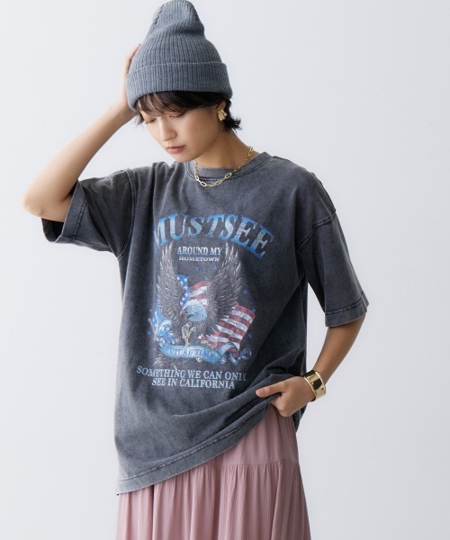 GEVS.(ジェイヴィス)の「<大きいサイズ> 綿100%ヴィンテージ風グラフィックプリントTシャツ GEVS.(Tシャツ/カットソー・レディース・モカ/チャコール・LL/3L/L/5L/4L)」の18枚目の写真