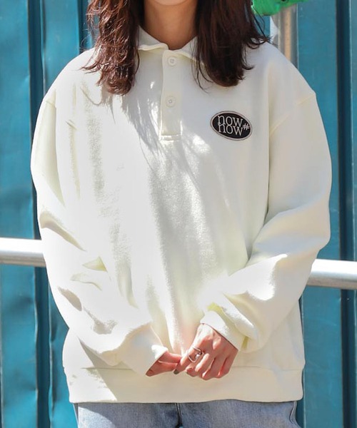 ZIP FIVE(ジップファイブ)の「【ZIP FIVE】襟付きワッペンデザインビックポロスウェット(スウェット・レディース・ブラック/ブルー/アイボリー/杢グレー・FREE)」の2枚目の写真