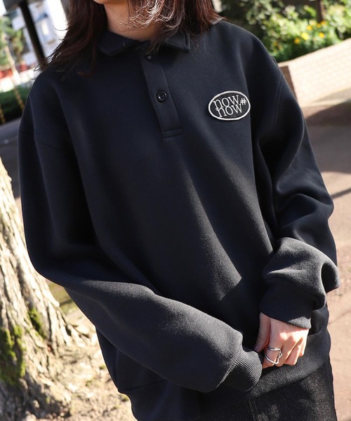 ZIP FIVE(ジップファイブ)の「【ZIP FIVE】襟付きワッペンデザインビックポロスウェット(スウェット・レディース・ブラック/ブルー/アイボリー/杢グレー・FREE)」の3枚目の写真