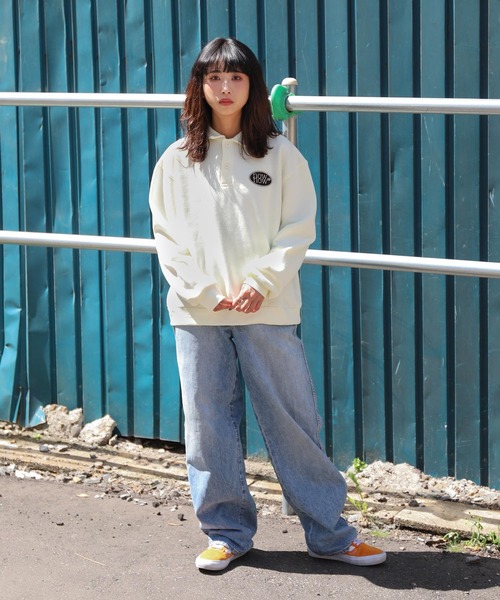ZIP FIVE(ジップファイブ)の「【ZIP FIVE】襟付きワッペンデザインビックポロスウェット(スウェット・レディース・ブラック/ブルー/アイボリー/杢グレー・FREE)」の14枚目の写真