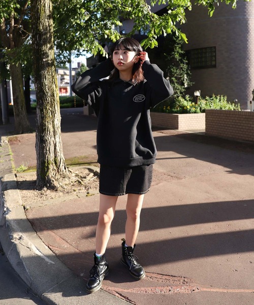 ZIP FIVE(ジップファイブ)の「【ZIP FIVE】襟付きワッペンデザインビックポロスウェット(スウェット・レディース・ブラック/ブルー/アイボリー/杢グレー・FREE)」の18枚目の写真
