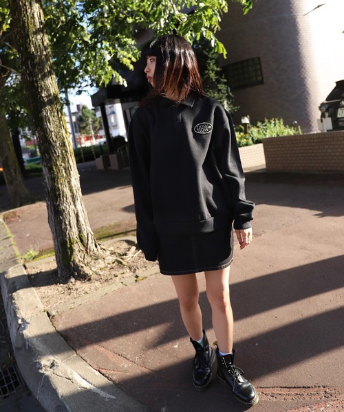 ZIP FIVE(ジップファイブ)の「【ZIP FIVE】襟付きワッペンデザインビックポロスウェット(スウェット・レディース・ブラック/ブルー/アイボリー/杢グレー・FREE)」の19枚目の写真
