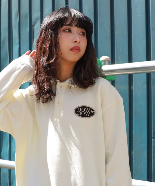 ZIP FIVE(ジップファイブ)の「【ZIP FIVE】襟付きワッペンデザインビックポロスウェット(スウェット・レディース・ブラック/ブルー/アイボリー/杢グレー・FREE)」の5枚目の写真
