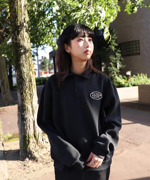 ZIP FIVE(ジップファイブ)の「【ZIP FIVE】襟付きワッペンデザインビックポロスウェット(スウェット・レディース・ブラック/ブルー/アイボリー/杢グレー・FREE)」の6枚目の写真