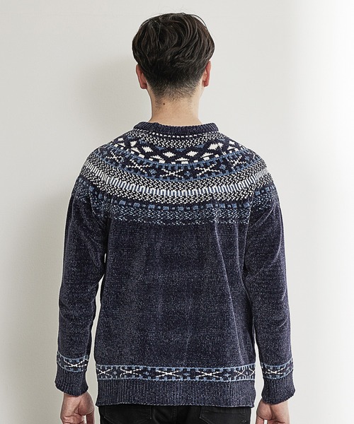 UNION STATION(ユニオンステーション)の「モールヤーン求心柄ニット/ハンドウォッシャブル(ニット/セーター・メンズ・ホワイト/ブラック/ネイビー・LL/L/M)」の7枚目の写真