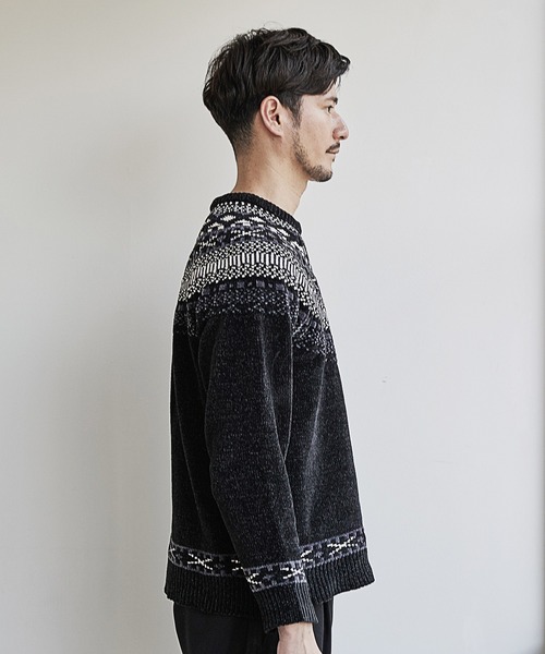 UNION STATION(ユニオンステーション)の「モールヤーン求心柄ニット/ハンドウォッシャブル(ニット/セーター・メンズ・ホワイト/ブラック/ネイビー・LL/L/M)」の8枚目の写真