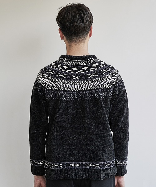 UNION STATION(ユニオンステーション)の「モールヤーン求心柄ニット/ハンドウォッシャブル(ニット/セーター・メンズ・ホワイト/ブラック/ネイビー・LL/L/M)」の9枚目の写真