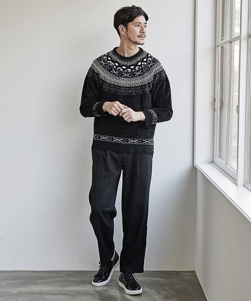 UNION STATION(ユニオンステーション)の「モールヤーン求心柄ニット/ハンドウォッシャブル(ニット/セーター・メンズ・ホワイト/ブラック/ネイビー・LL/L/M)」の11枚目の写真