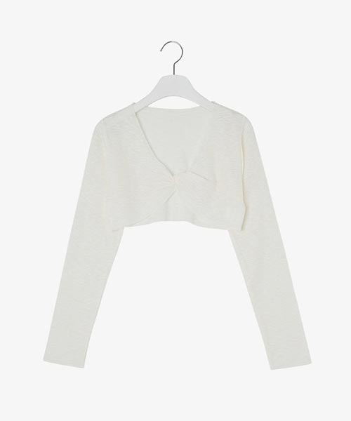 SONA（ソナ）の「SONYUNARA ツイストシースルークロップニット（ニット/セーター・レディース・スカイブルー/ブラック/イエロー/アイボリー・FREE）」の2枚目の写真