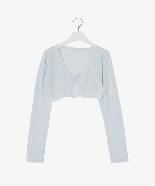 SONA（ソナ）の「SONYUNARA ツイストシースルークロップニット（ニット/セーター・レディース・スカイブルー/ブラック/イエロー/アイボリー・FREE）」の3枚目の写真