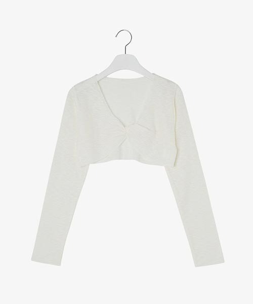 SONA（ソナ）の「SONYUNARA ツイストシースルークロップニット（ニット/セーター・レディース・スカイブルー/ブラック/イエロー/アイボリー・FREE）」の14枚目の写真