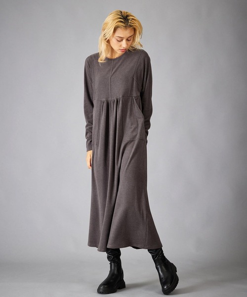 SILAS(サイラス)の「SOFT JERSEY DRESS(ワンピース・レディース・ブラック/ベージュ/チャコール・ONE SIZE)」の4枚目の写真