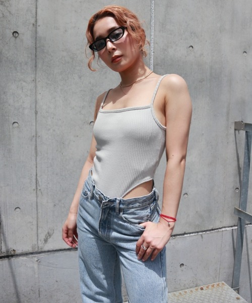 FIG&VIPER（フィグアンドバイパー）の「ハイレグボディースーツキャミ（キャミソール・レディース・ブラック/グレー/グリーン・FREE）」の9枚目の写真