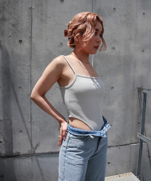 FIG&VIPER（フィグアンドバイパー）の「ハイレグボディースーツキャミ（キャミソール・レディース・ブラック/グレー/グリーン・FREE）」の15枚目の写真