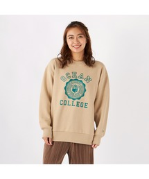 Ocean Pacific/オーシャンパシフィック スウェット クルーネック 長袖 リブ ドロップショルダー ビックプリント カレッジ トレーナー