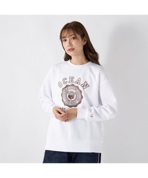 Ocean Pacific/オーシャンパシフィック スウェット クルーネック 長袖 リブ ドロップショルダー ビックプリント カレッジ トレーナー