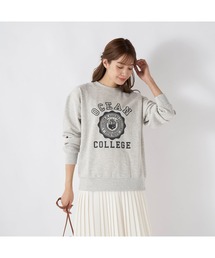 Ocean Pacific/オーシャンパシフィック スウェット クルーネック 長袖 リブ ドロップショルダー ビックプリント カレッジ トレーナー