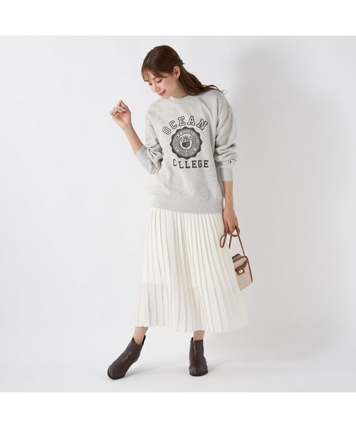 Ocean Pacific(オーシャンパシフィック)の「Ocean Pacific/オーシャンパシフィック スウェット クルーネック 長袖 リブ ドロップショルダー ビックプリント カレッジ トレーナー(スウェット・レディース・ベージュ/グリーン/ホワイト/ヘザーグレー/チャコールグレー・L/M/XL)」の19枚目の写真