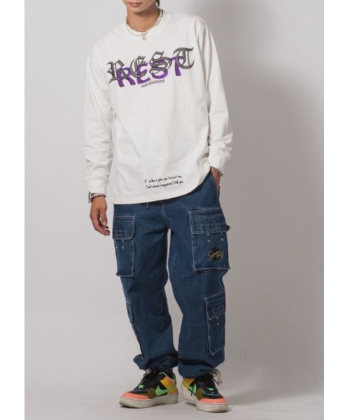 RE730（アールイーセブンサーティー）の「RE730 刺繍がイケてるロングスリーブTシャツ（Tシャツ/カットソー・メンズ・ブラック/オフホワイト/マスタード・MEDIUM/LARGE）」の4枚目の写真