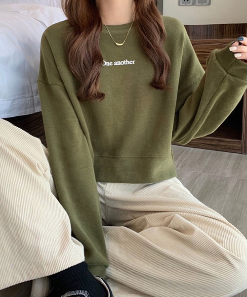 Girly Doll（ガーリードール）の「オーバーサイズプチロゴトレーナー（スウェット・レディース・ホワイト/ネイビー/ブラウン/グレー/カーキ/アイボリー・FREE）」の19枚目の写真